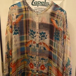 Johnny Was plaid blouse size large